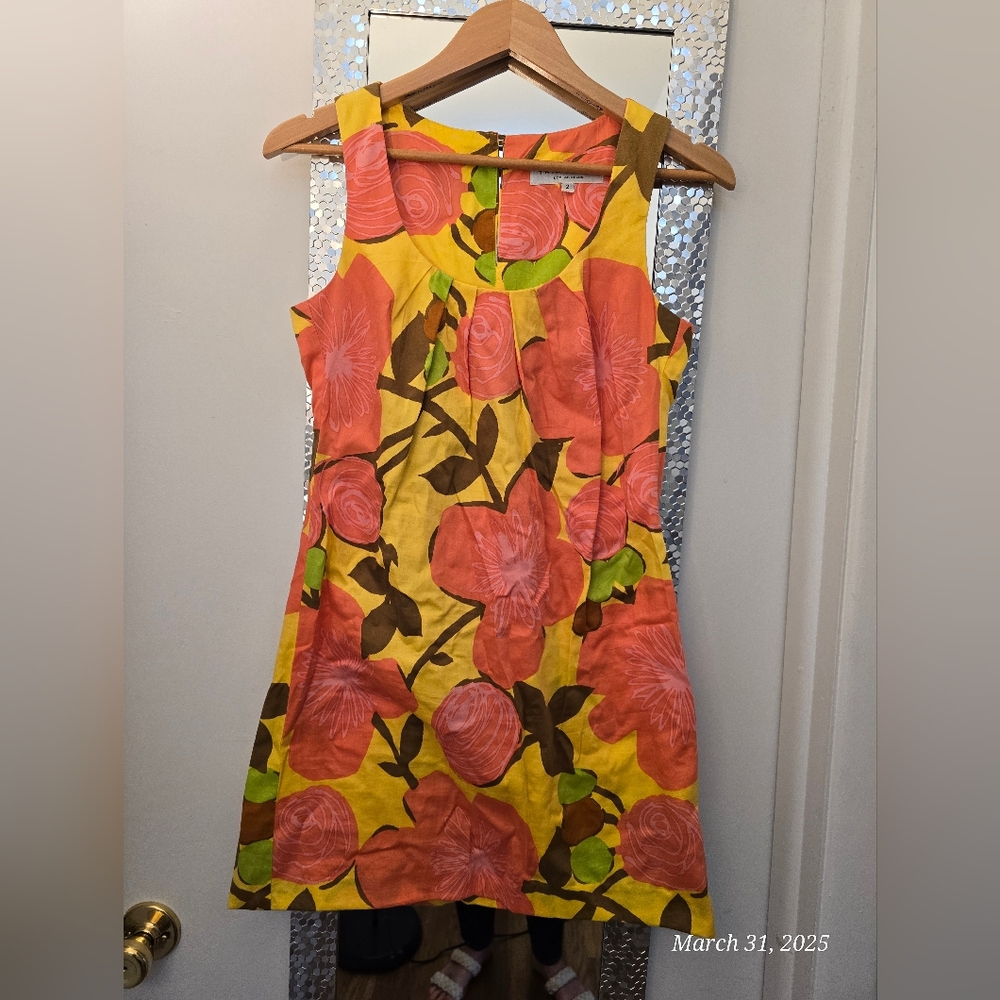 Floral Sleeveless Dress in Yellow and Orange